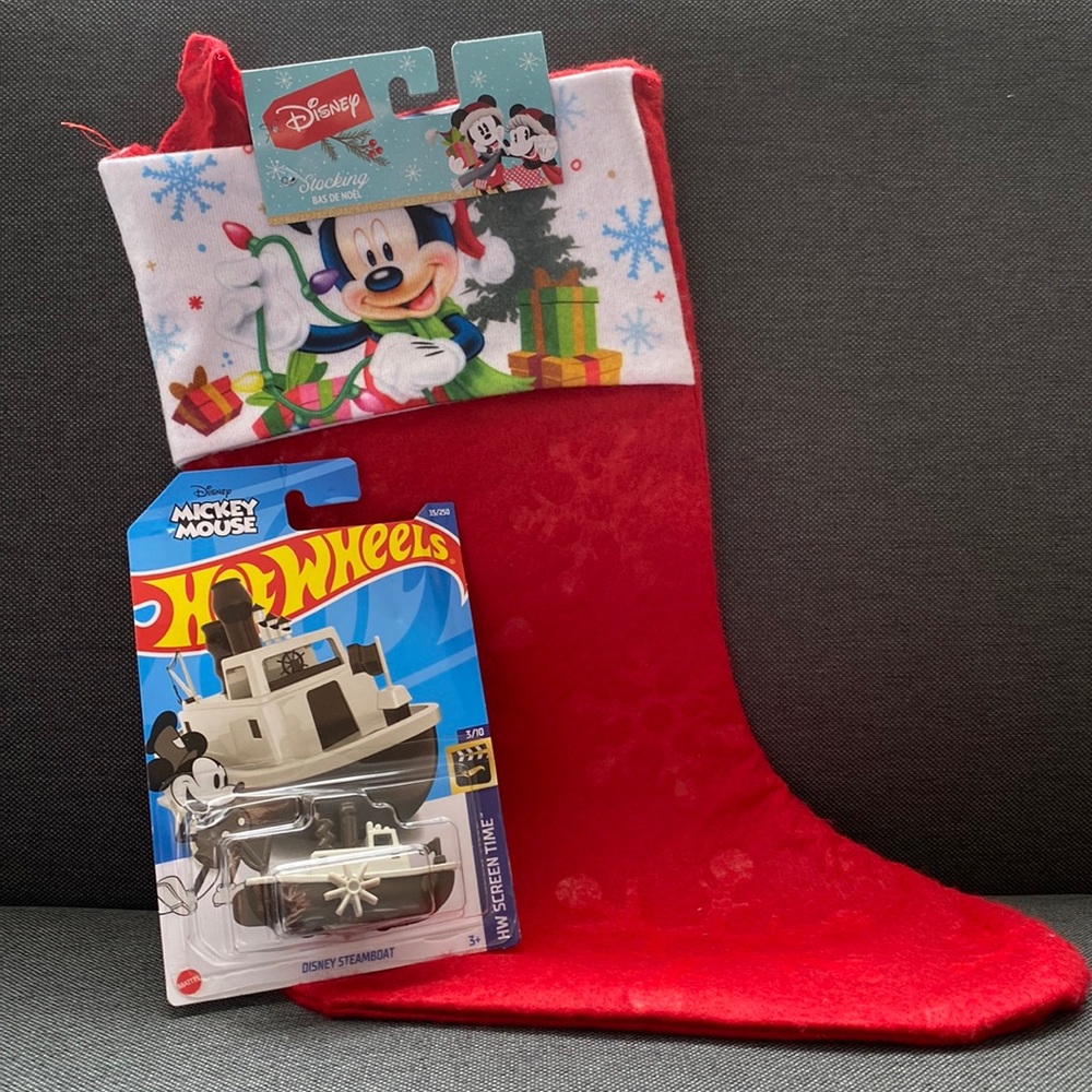 Hotwheels Disney Mickey Mouse Steamboat and Mickey Christmas Stocking